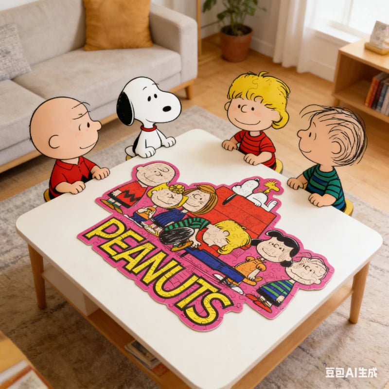 Peanuts Anime"Friends"Cartoon Snoopy Wooden Jigsaw Puzzle DIY Puzzle Toy Interesting Game Home Decor Unique Gift for Kids Adults