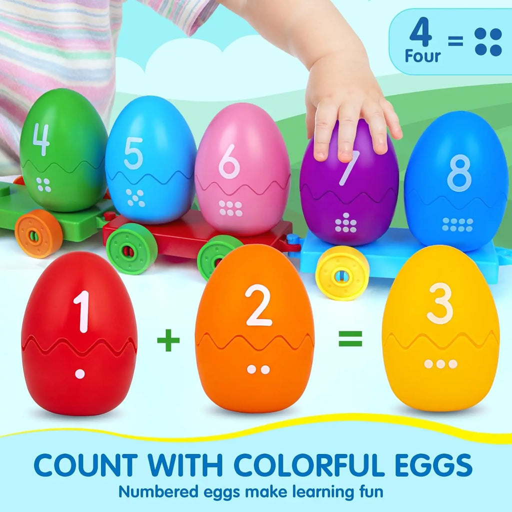 Toddler Learning Toys Matching Sorting Montessori Toys Farm Train Set with Animals Finger Puppets Eggs Game Sorters Toy For Gift