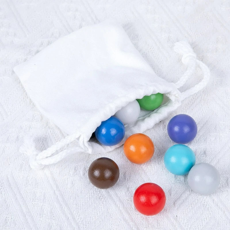 Montessori Wooden Toy Color Matching Game Rainbow Balls in Cups Early Education Learning Toys for Preschool Children Age 3+
