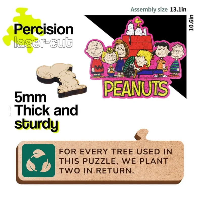 Peanuts Anime"Friends"Cartoon Snoopy Wooden Jigsaw Puzzle DIY Puzzle Toy Interesting Game Home Decor Unique Gift for Kids Adults