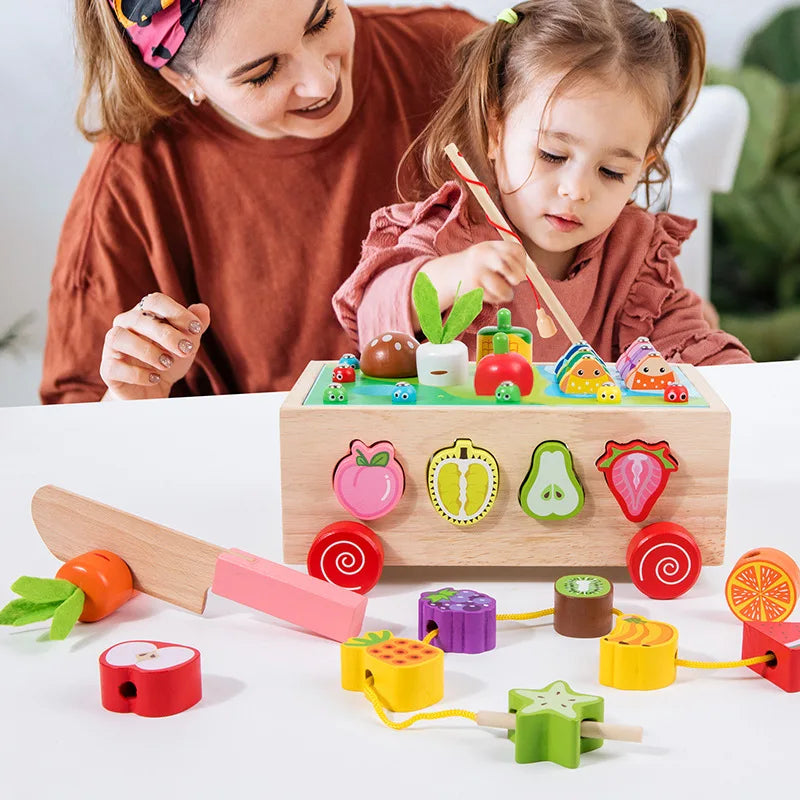 Multi-Functional Fishing and Carrot-Pulling Toy Car Recognize Fruits and Vegetables While Developing Hand-Eye Coordination Super