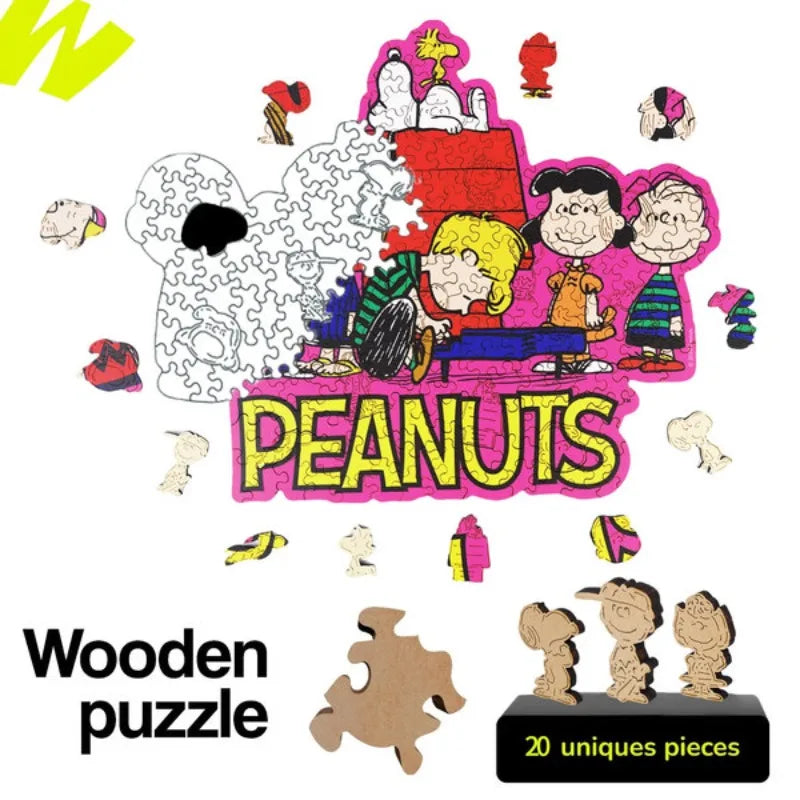Peanuts Anime"Friends"Cartoon Snoopy Wooden Jigsaw Puzzle DIY Puzzle Toy Interesting Game Home Decor Unique Gift for Kids Adults